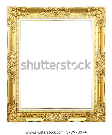 golden picture frame isolated on white background. Royalty-Free Stock Photo #379973974