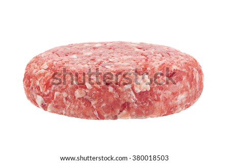Raw cutlet for hamburger isolated on white background