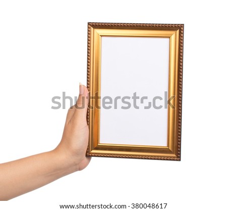 Frame in hand isolated on white background