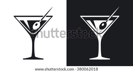 Vector martini glass icon. Two-tone version on black and white background Royalty-Free Stock Photo #380062018
