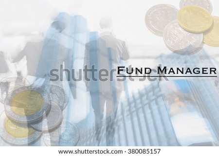 motion blur business skyscraper and business man, financial accounting concept