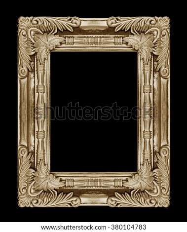 Picture gold frame isolated on black background, clipping path.