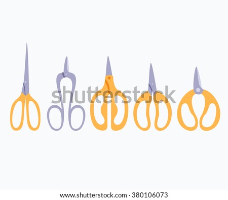 Set of tools for florists decorator. Flat icon scissors.