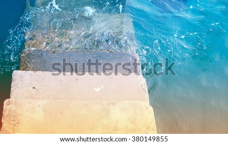 Background of staircase at the sea