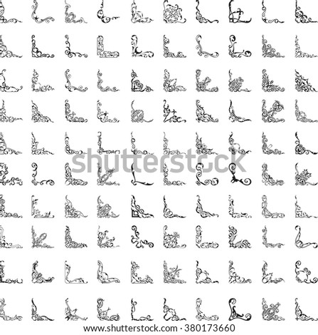 One hundred corner set isolated on white Royalty-Free Stock Photo #380173660