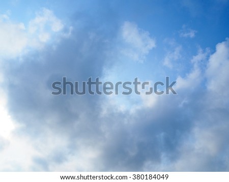 The big cloud with blue sky in silhouette style.