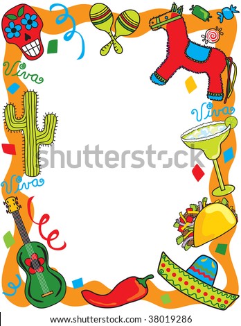 Mexican Fiesta frame, great for invitation or menu.
