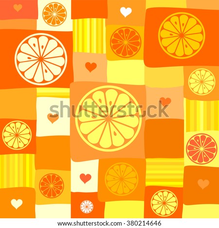 Background with slices of orange. Vector Illustration
