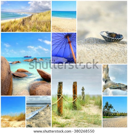 summer beach mosaic ; A collection of quality images from beaches together in one collage  
