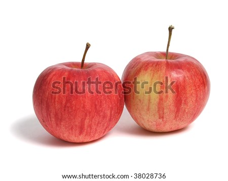 Red apple over white