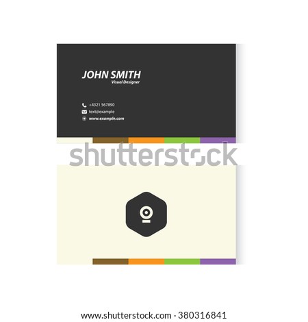 Dark gray and beige business card with number 0