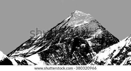 Abstract silhouette of Mount Everest from Gokyo valley, Sagarmatha national park, Khumbu valley, Nepal