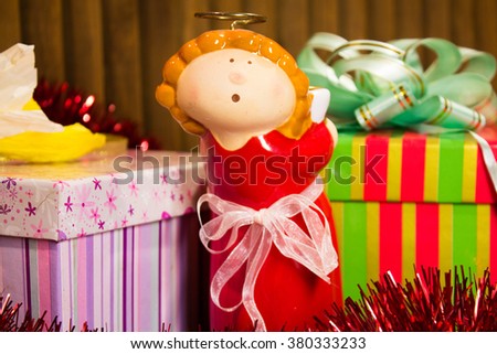 Christmas toys , Christmas decorations , Christmas box , For postcard ,  Christmas angel