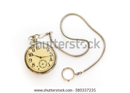 Old pocket watch isolated on white background Royalty-Free Stock Photo #380337235
