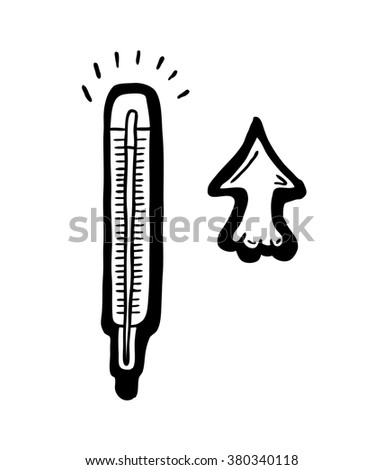 Cartoon raising temperature, vector illustration