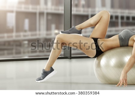 decoration of window and woman on ball 