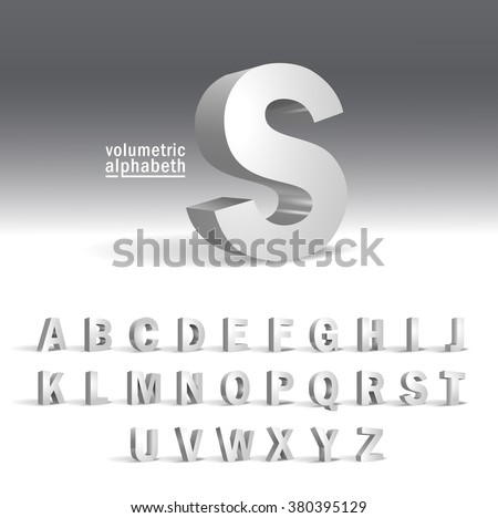 3D Alphabet template.Volumetric alphabet design Royalty-Free Stock Photo #380395129