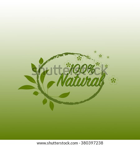 Vector illustration, label for organic product,  food and drink sticker. Green product offer.