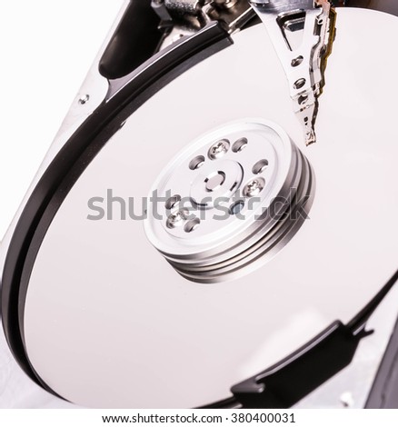 A part hard disk isolated on white background