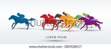 Horse racing ,Horse with jockey,graphic vector.
