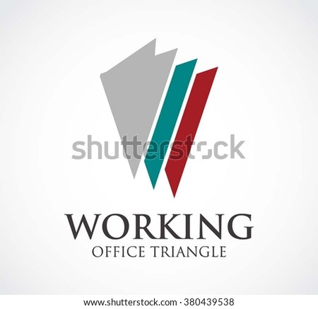 Working triangle of layer office abstract vector and logo design or template flat professional business icon of company identity symbol concept