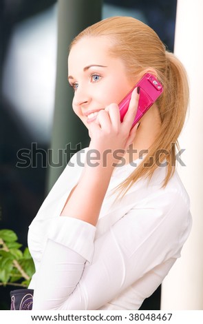 picture of lovely woman with cell phone