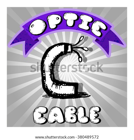 Icon of optic cable hand-drawn. Vector illustration