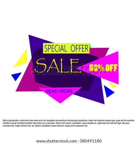  Colorful sale paper banner. Abstract sale background. Big sale. Sale tag. Sale poster. Sale vector. Super Sale and special offer 50% off. Vector illustration.