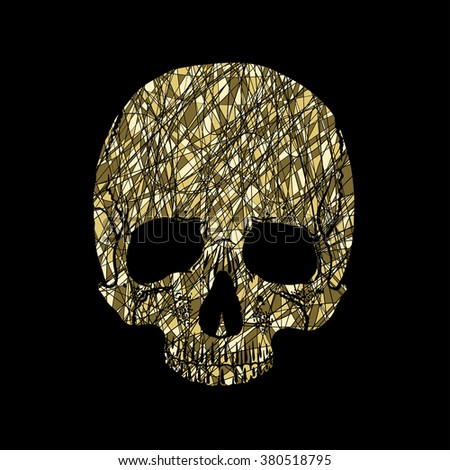 Golden skull - vector illustration on a black background