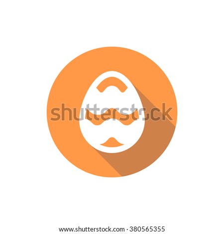 Easter egg icon in a flat design with long shadow isolated vector