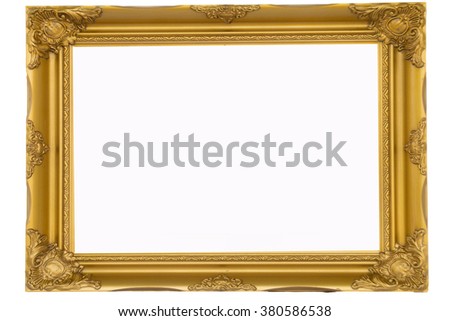 best old picture frame on white background.
