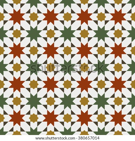 Islamic traditional ornament. Mosaic tile. Seamless pattern.  Geometric background. Vector illustration. 