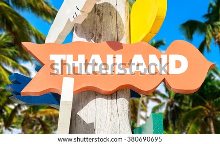Thailand welcome sign with palm trees