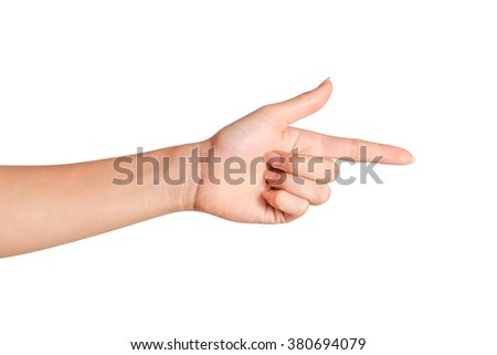 female hand on the isolated background. clipping path
