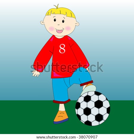 little football player, vector art illustration