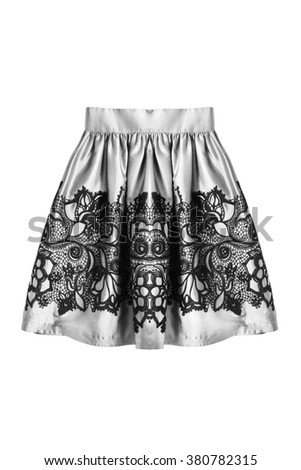 White satin skirt with black lace isolated over white