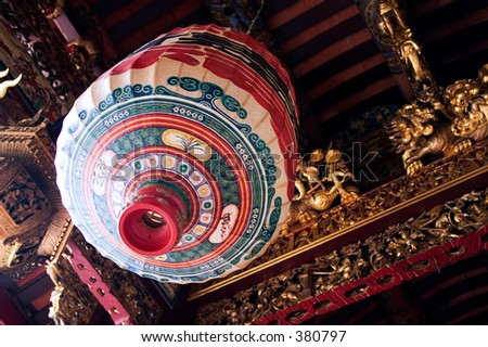 Chinese lantern in a temple.