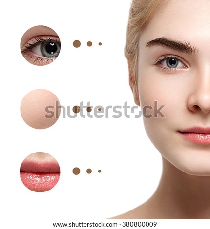 Portrait woman with problem and clear skin, youth  make up concept 
