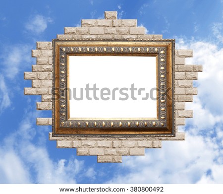 Ancient carved baguette on an abstract fantasy sky background 
