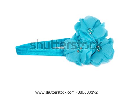 Satin fabric blue flower. Isolate on white.