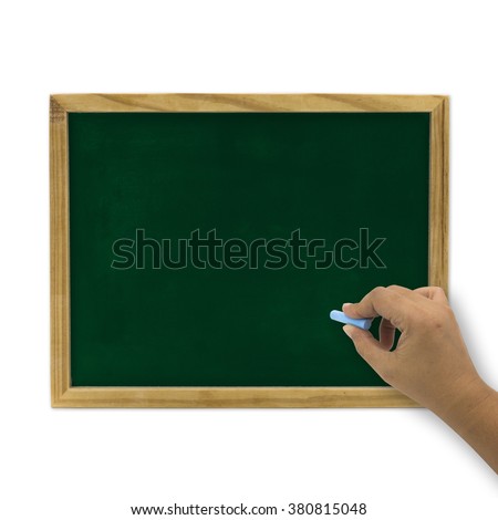 Blackboard with a hand writing