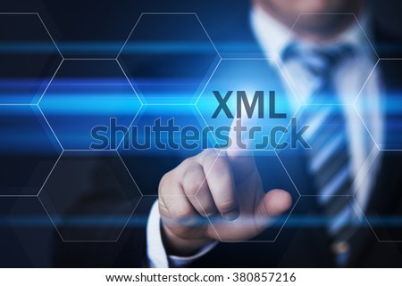 business, technology, internet and virtual reality concept - businessman pressing xml button on virtual screens with hexagons and transparent honeycomb