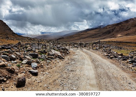 Road in Himalayas. Ladakh, India Royalty-Free Stock Photo #380859727
