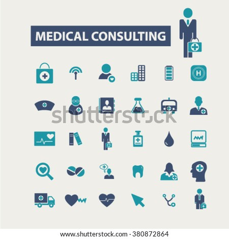 medical consulting, consultant, doctor, coach, therapist icons, signs
