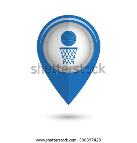 basketball - vector icon; blue  map pointer