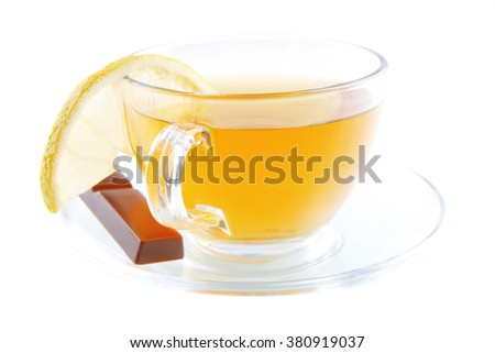 black tea with raw lemon and chocolate