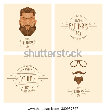 Set of banners with text and different elements for father's day