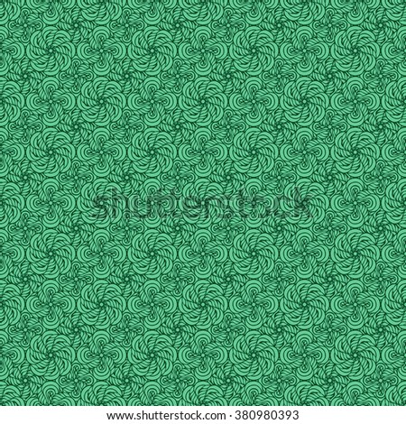Seamless creative hand-drawn pattern of stylized flowers in pale jade and dark green colors. Vector illustration.
