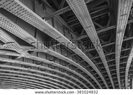 below a steel framework bridge Royalty-Free Stock Photo #381024832