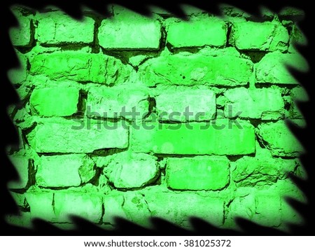 green brick wall background faded on black